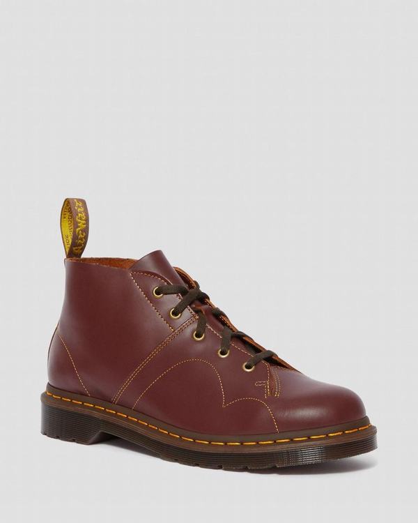 Dr Martens Pánské Chukka Boty Church Vintage Smooth Vínové, CZ-972840